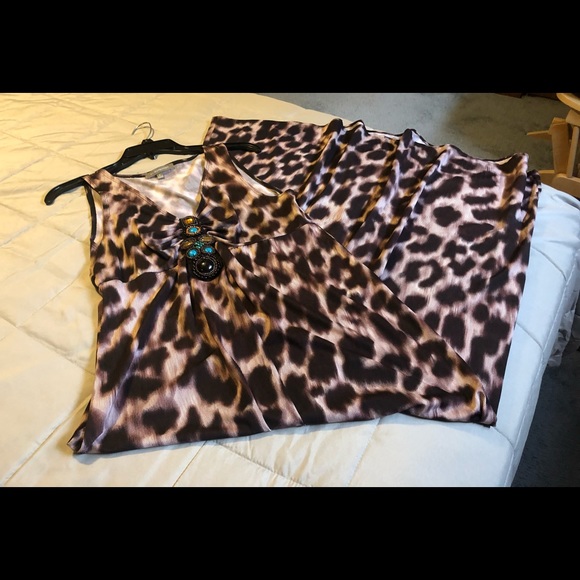 NY Collection Animal Print Maxi Dress Size Medium - Picture 9 of 12